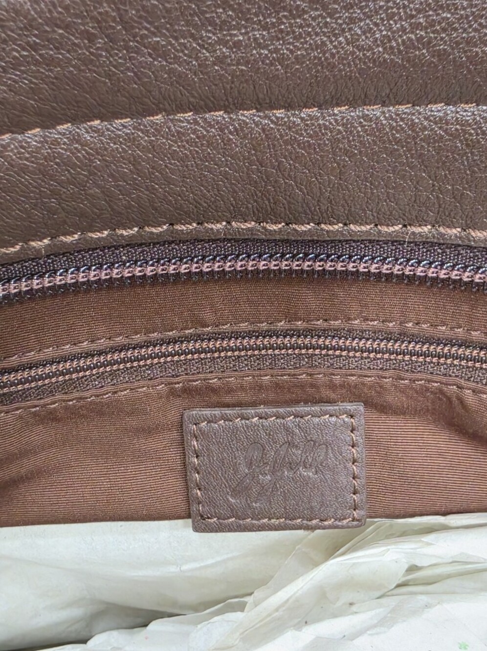 NWT J. Jill Dark Brown Pebble Leather Tote Shoulder Bag Satchel Top Zip - Picture 16 of 16